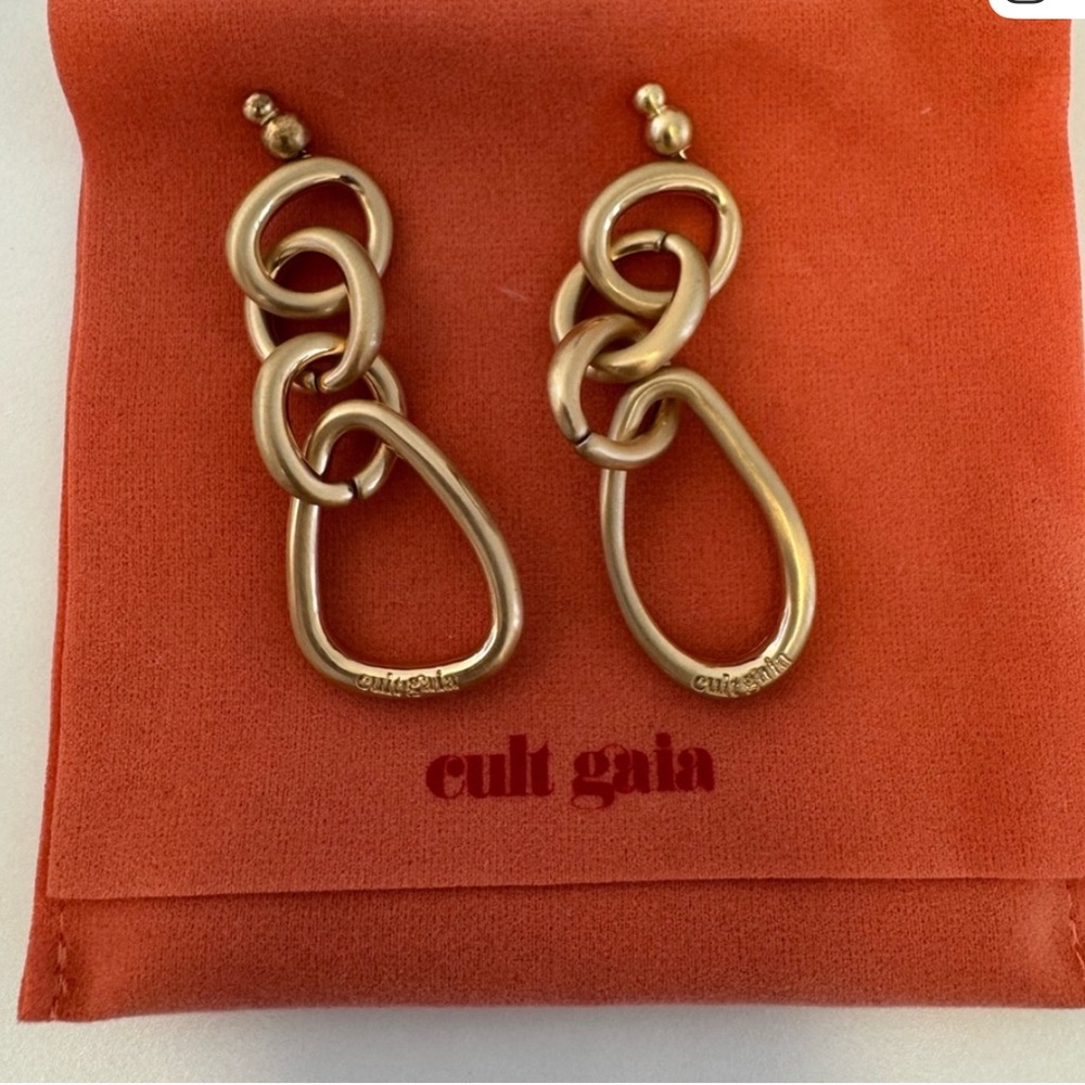 cult gaia Sculptural Gold Link Drop Earrings and bracelets sets